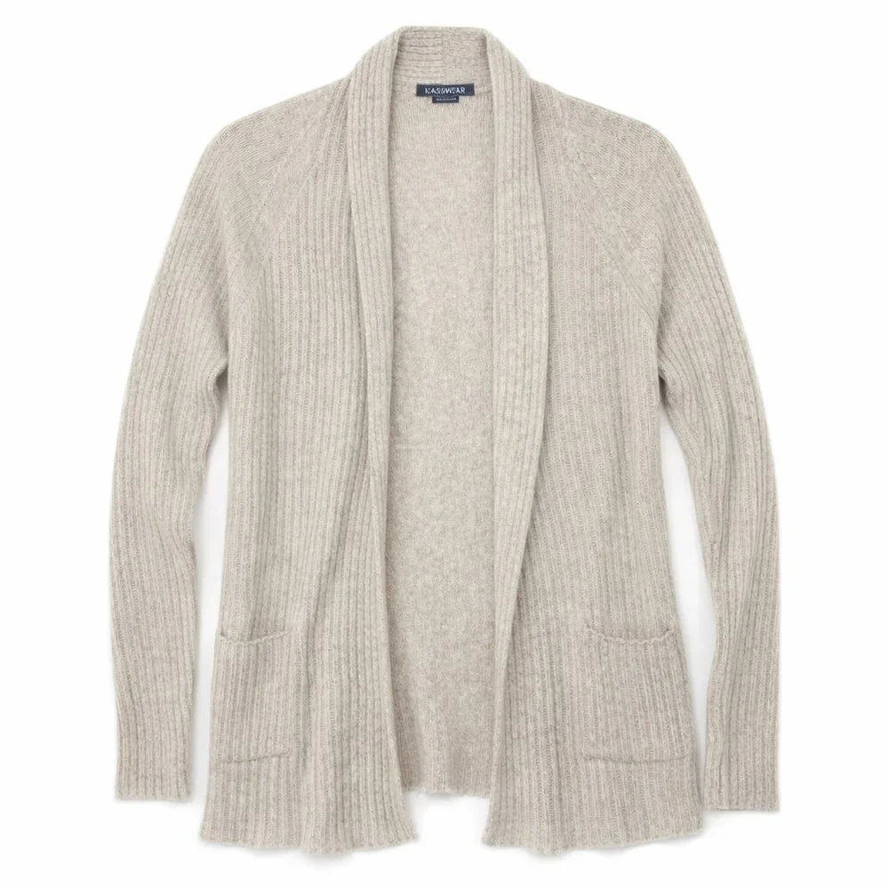 Alashan Womens Cashmere Open Front Cardigan Size L Cream Quiet Luxury Minimalist - Picture 14 of 14